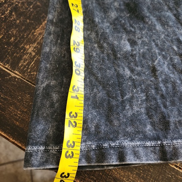 T Party Black Mineral‎ Wash Flare Yoga Pants Fold Over Waist Womens L Cross Back - Picture 9 of 14